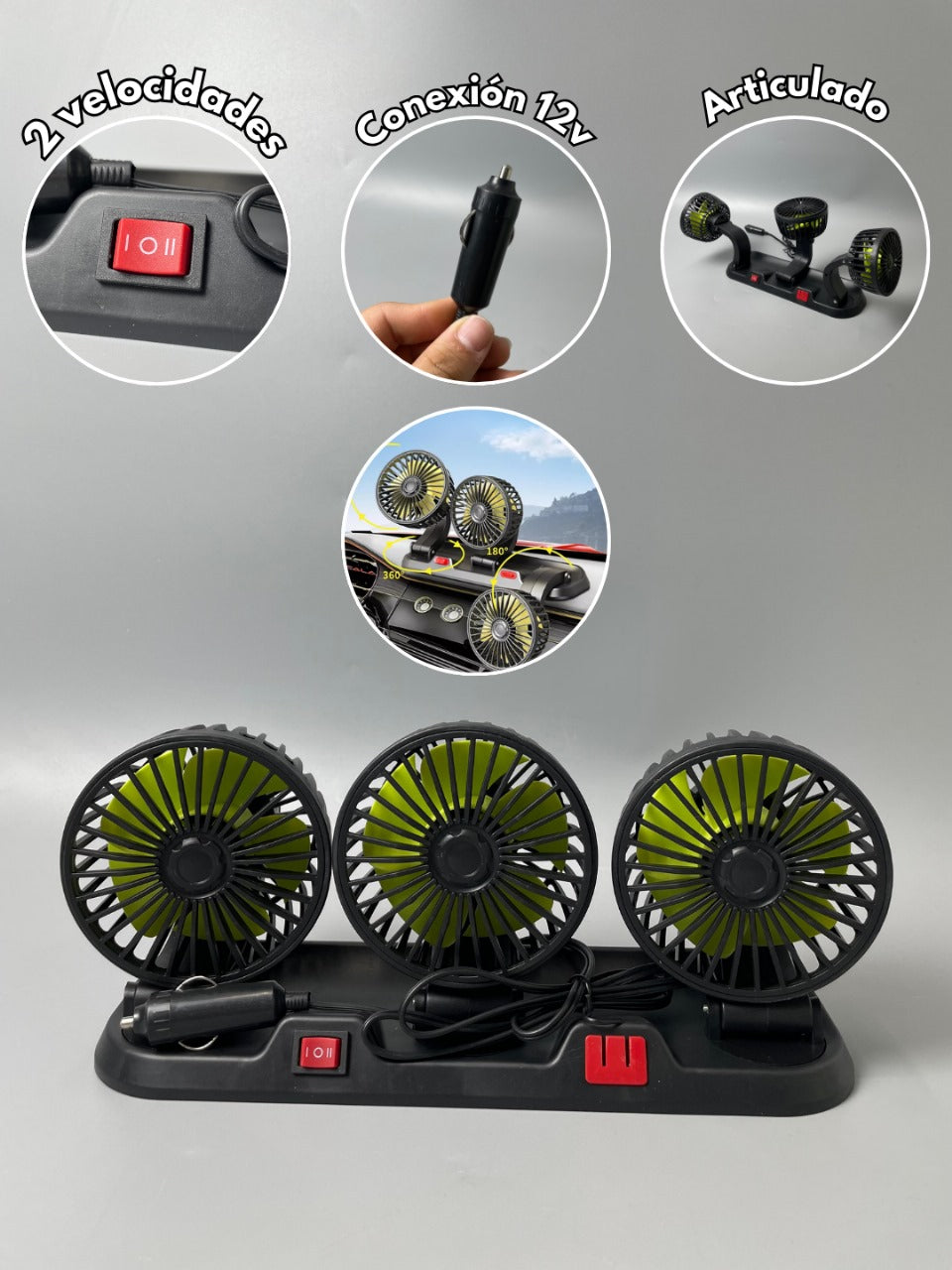 ABANICO TRIPLE CABEZAL PARA CARROS